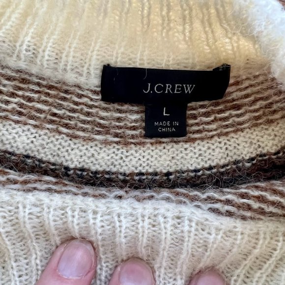 J.Crew Collection Alpaca and Wool Fair Isle Fuzzy Oversized Sweater - L - Picture 6 of 13
